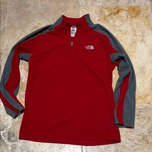 The North Face boys XL Zip-Up fleece in Red and Gray
